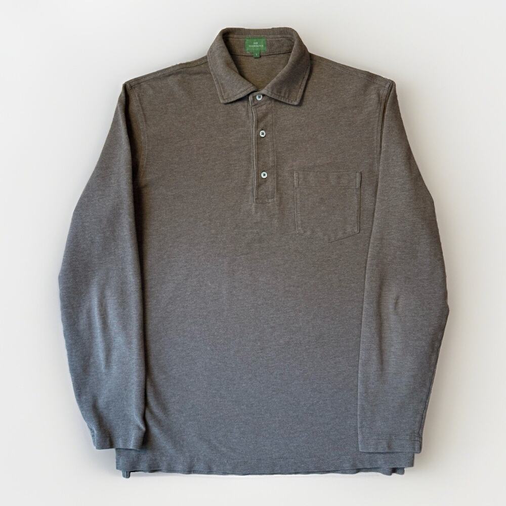 Sid Mashburn Polo Small Brown Long Sleeve Pima Cotton Luxury Minimalist